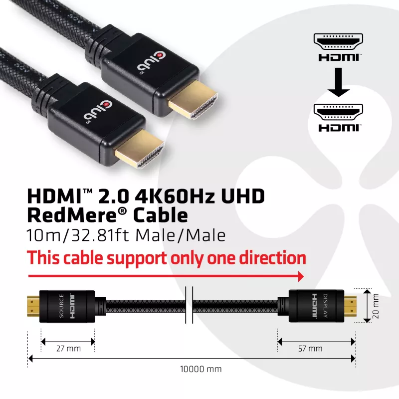 CLUB3D HDMI 2.0 4K60Hz RedMere-kabel 10m/32,8ft