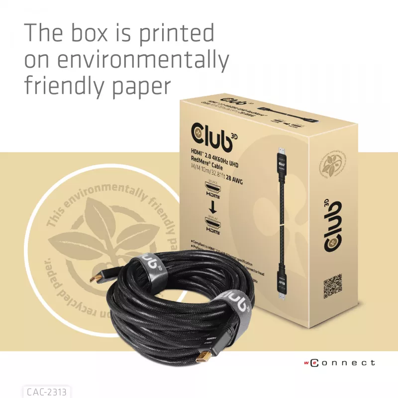 CLUB3D HDMI 2.0 4K60Hz RedMere-kabel 10m/32,8ft