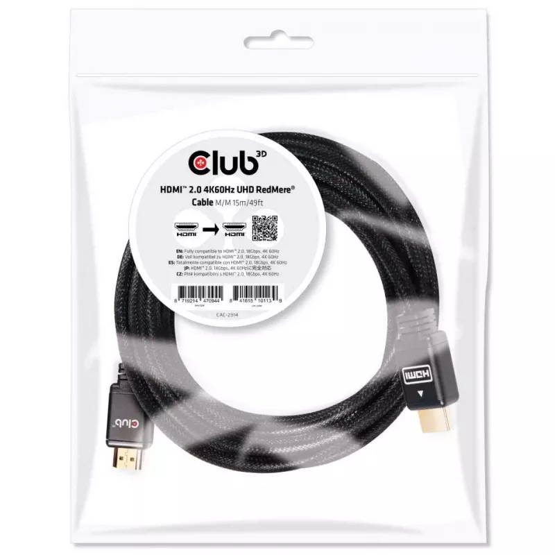 CLUB3D HDMI 2.0 4K60Hz RedMere-kabel 15m/49,2ft