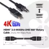 Club 3D CAC-1360 HDMI 2.0-kabel met Ethernet, 360° draaibaar, 4K60Hz UHD, M/M, 2 m, zwart