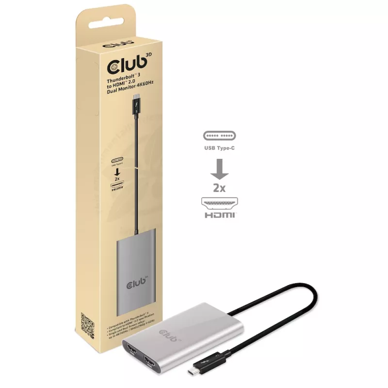 Adapter CLUB3D Thunderbolt 3 naar dual HDMI 2.0