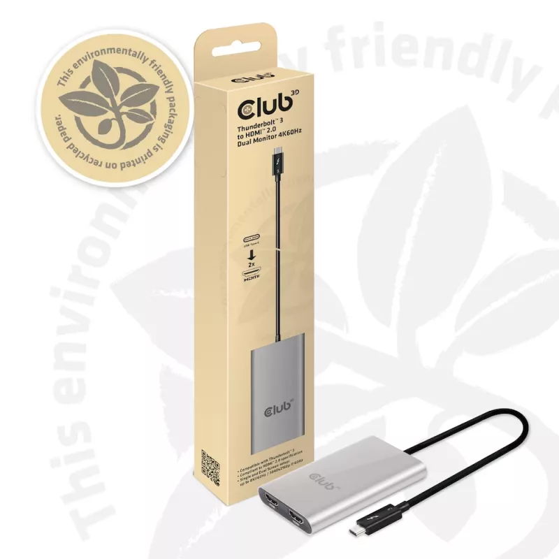 Adapter CLUB3D Thunderbolt 3 naar dual HDMI 2.0