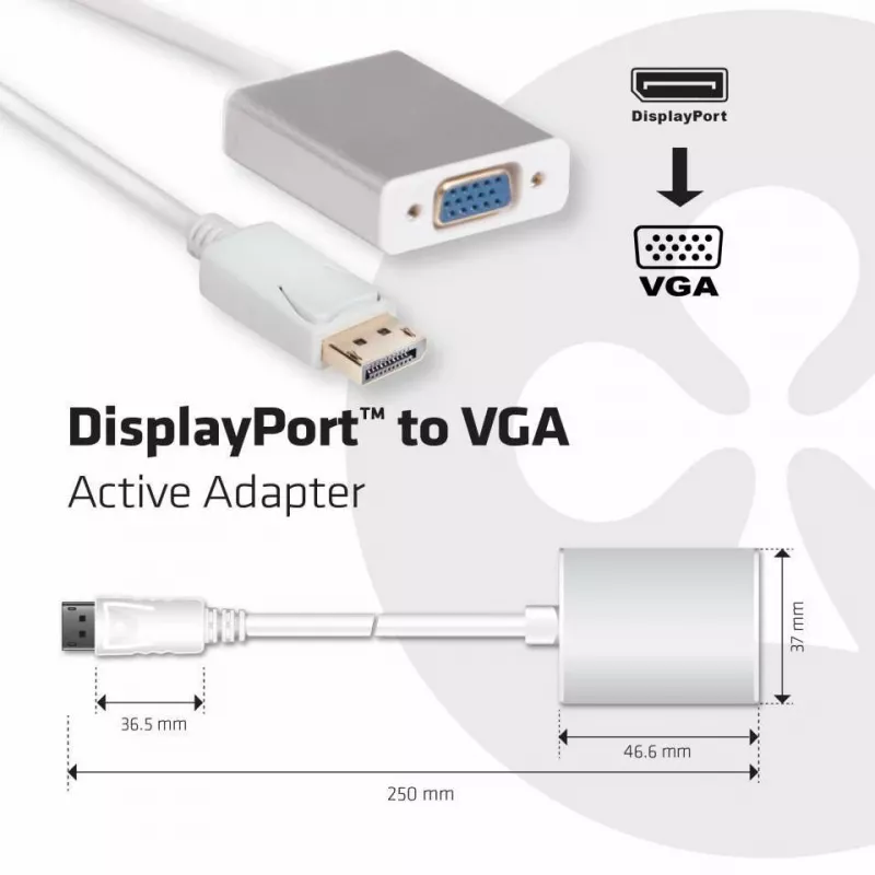 Actieve adapter DisplayPort naar VGA CLUB3D CAC-2003