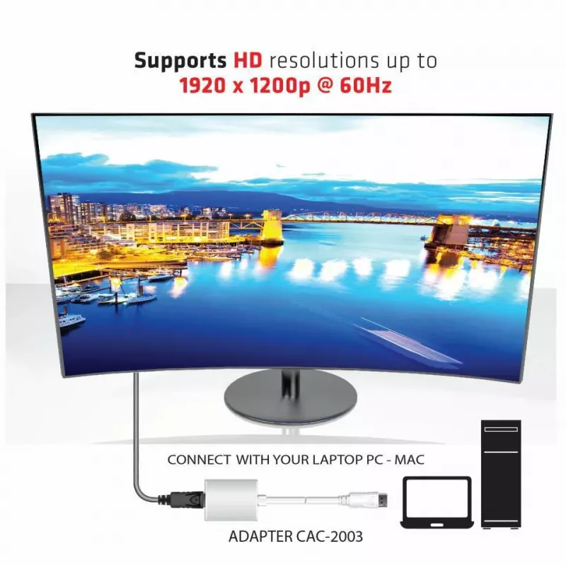 Actieve adapter DisplayPort naar VGA CLUB3D CAC-2003
