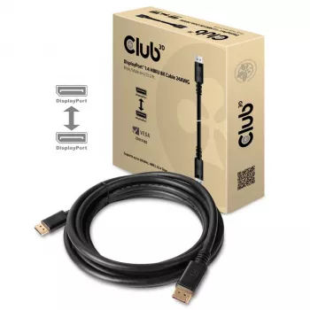 Club 3D CAC-1069B DisplayPort 1.4 HBR3-kabel, 8K 60 Hz, 32,4 Gbps, DSC 1.2, VESA-gecertificeerd, M/M, 4 m, zwart