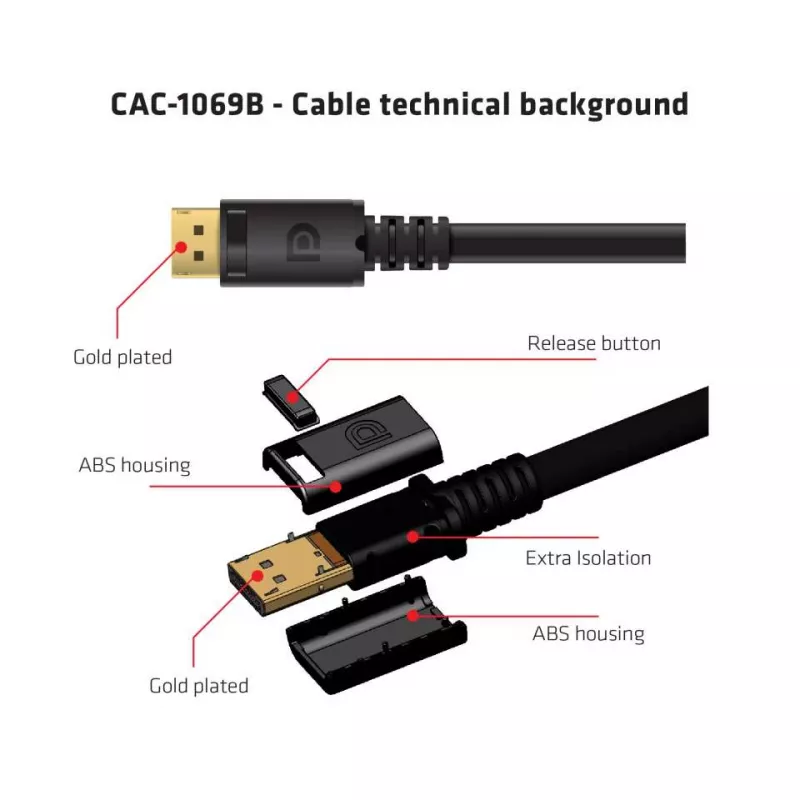 Club 3D CAC-1069B DisplayPort 1.4 HBR3-kabel, 8K 60 Hz, 32,4 Gbps, DSC 1.2, VESA-gecertificeerd, M/M, 4 m, zwart