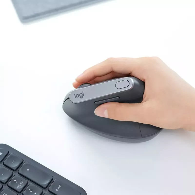 Ergonomische draadloze muis Logitech MX Vertical, MX Vertical, 4000 DPI, RF draadloos + Bluetooth, rechtshandig, grafiet, kantoorgebruik