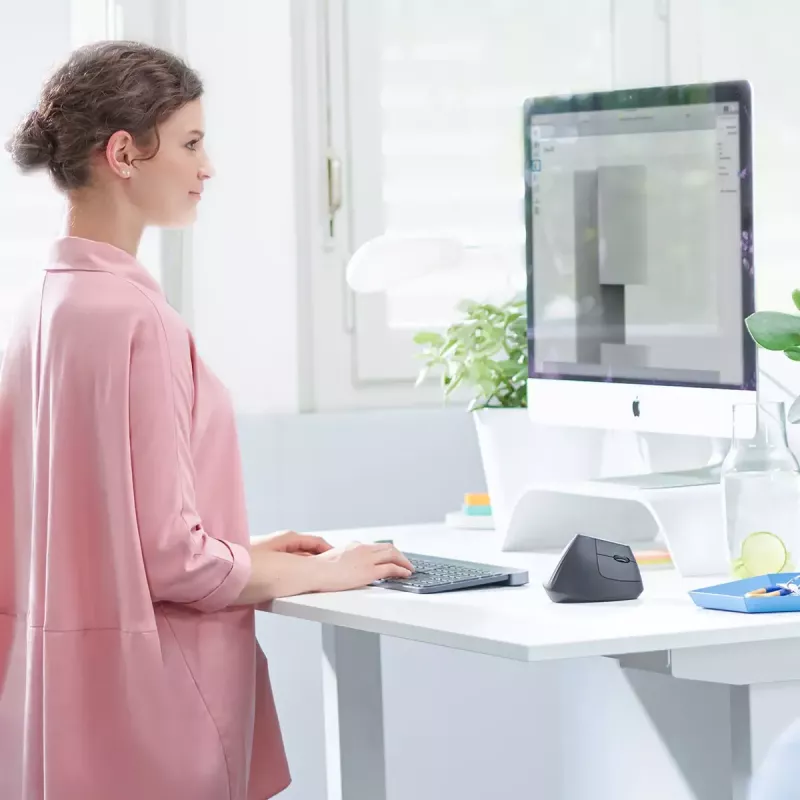Ergonomische draadloze muis Logitech MX Vertical, MX Vertical, 4000 DPI, RF draadloos + Bluetooth, rechtshandig, grafiet, kantoorgebruik