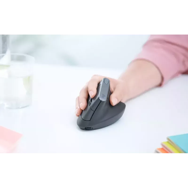 Ergonomische draadloze muis Logitech MX Vertical, MX Vertical, 4000 DPI, RF draadloos + Bluetooth, rechtshandig, grafiet, kantoorgebruik