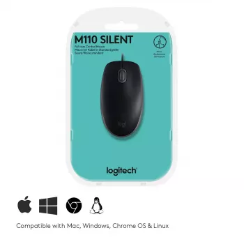 Muis Logitech B110 Silent bedraad USB zwart