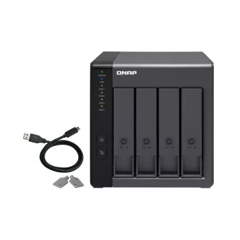 4-bay QNAP TR-004 - 2.5/3.5 inch - Serial ATA II - 0,1,5,10,JBOD - 3.2 Gen 1 (3.1 Gen 1) - USB Type-C behuizing