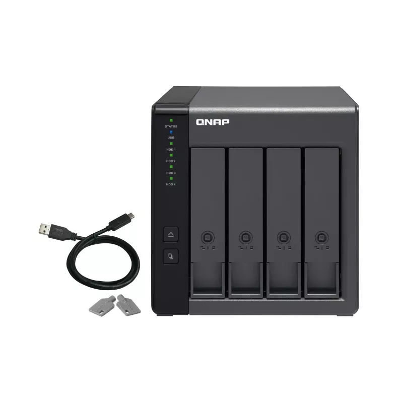 4-bay QNAP TR-004 - 2.5/3.5 inch - Serial ATA II - 0,1,5,10,JBOD - 3.2 Gen 1 (3.1 Gen 1) - USB Type-C behuizing