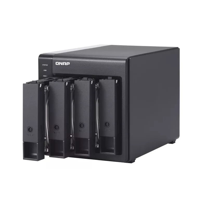 4-bay QNAP TR-004 - 2.5/3.5 inch - Serial ATA II - 0,1,5,10,JBOD - 3.2 Gen 1 (3.1 Gen 1) - USB Type-C behuizing