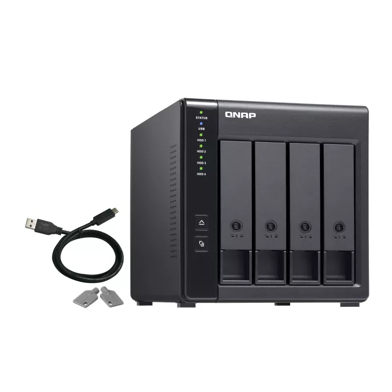 4-bay QNAP TR-004 - 2.5/3.5 inch - Serial ATA II - 0,1,5,10,JBOD - 3.2 Gen 1 (3.1 Gen 1) - USB Type-C behuizing
