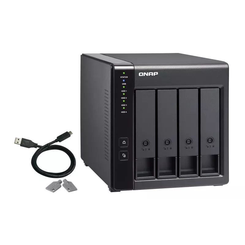 4-bay QNAP TR-004 - 2.5/3.5 inch - Serial ATA II - 0,1,5,10,JBOD - 3.2 Gen 1 (3.1 Gen 1) - USB Type-C behuizing