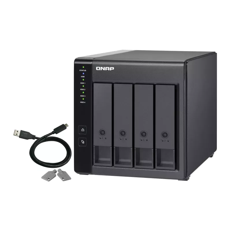 4-bay QNAP TR-004 - 2.5/3.5 inch - Serial ATA II - 0,1,5,10,JBOD - 3.2 Gen 1 (3.1 Gen 1) - USB Type-C behuizing