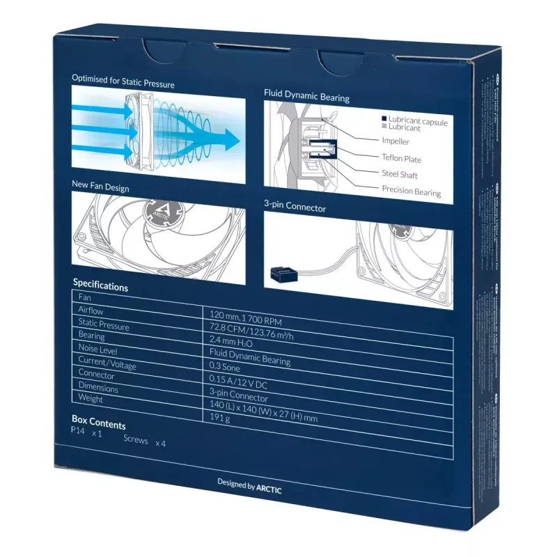 ARCTIC P14 – drukgeoptimaliseerde 140 mm ventilator