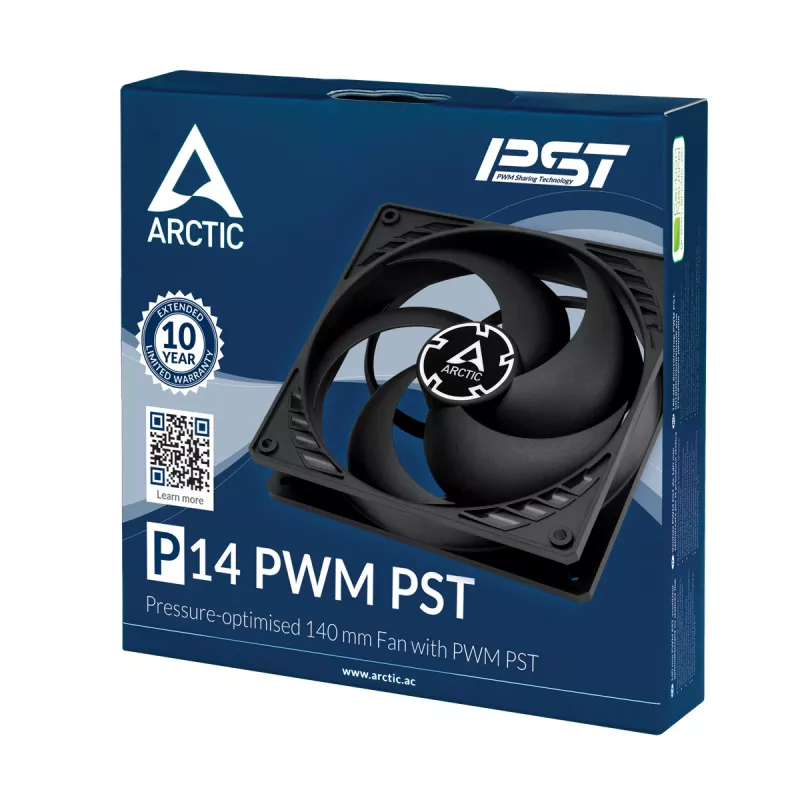 ARCTIC P14 PWM PST drukgeoptimaliseerde 140 mm ventilator met PWM PST