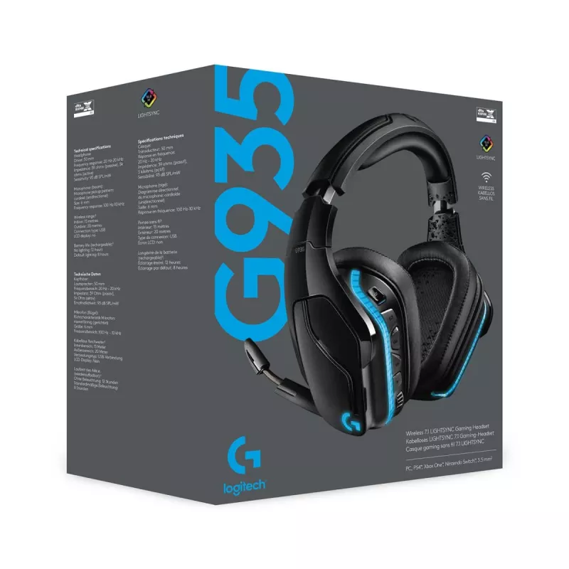 LOGITECH G935 draadloze 7.1 Surround Sound Lightsync gaming-headset – 2,4 GHz