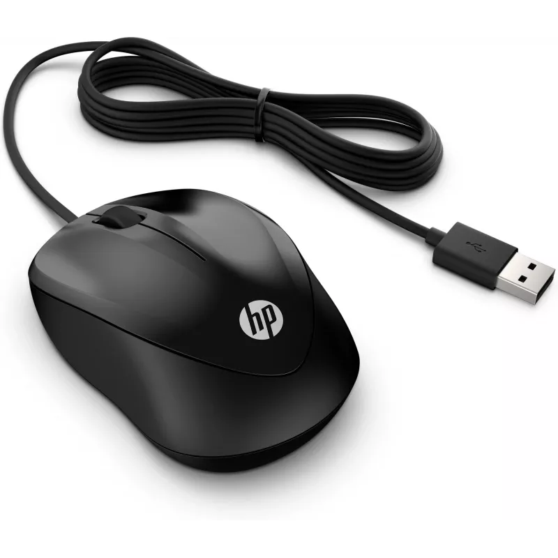 HP kabelmuis 1000, voor beide handen, USB Type-A, 1200 DPI, zwart
