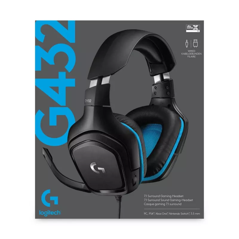 LOGITECH G432 - USB / 3.5mm - game-headset - 7.1 Surround - blauw