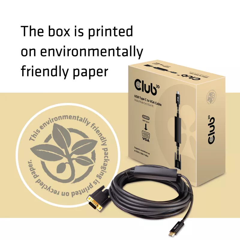 USB Type-C naar VGA actieve kabel M/M CLUB3D CAC-1512 5m