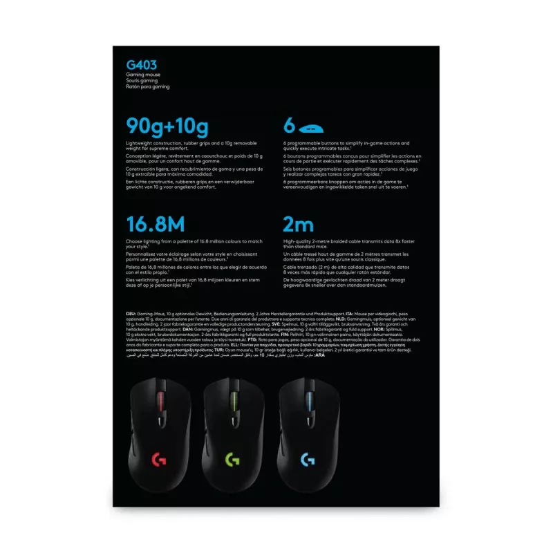 LOGITECH G403 Hero gamingmuis USB Zwart EWR2