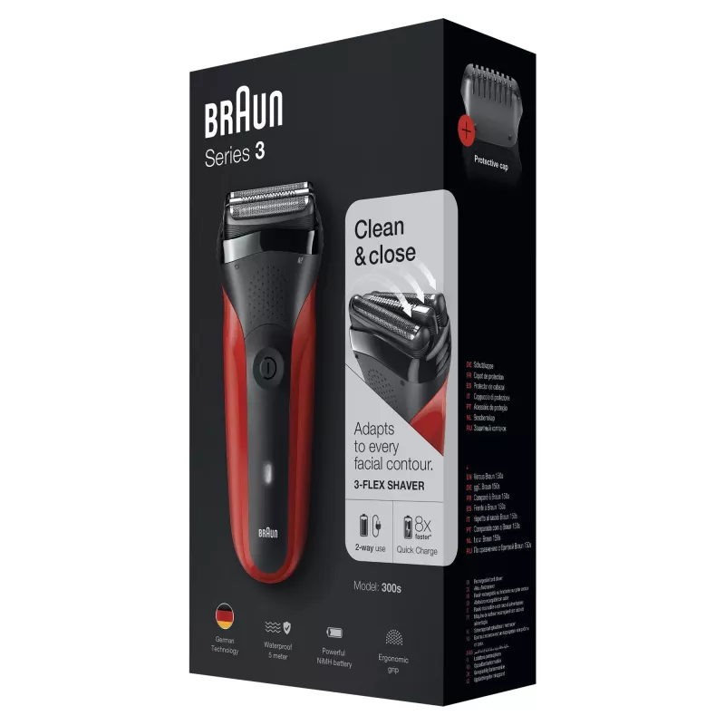 Braun Series 3 300s foliescheerapparaat trimmer zwart, rood
