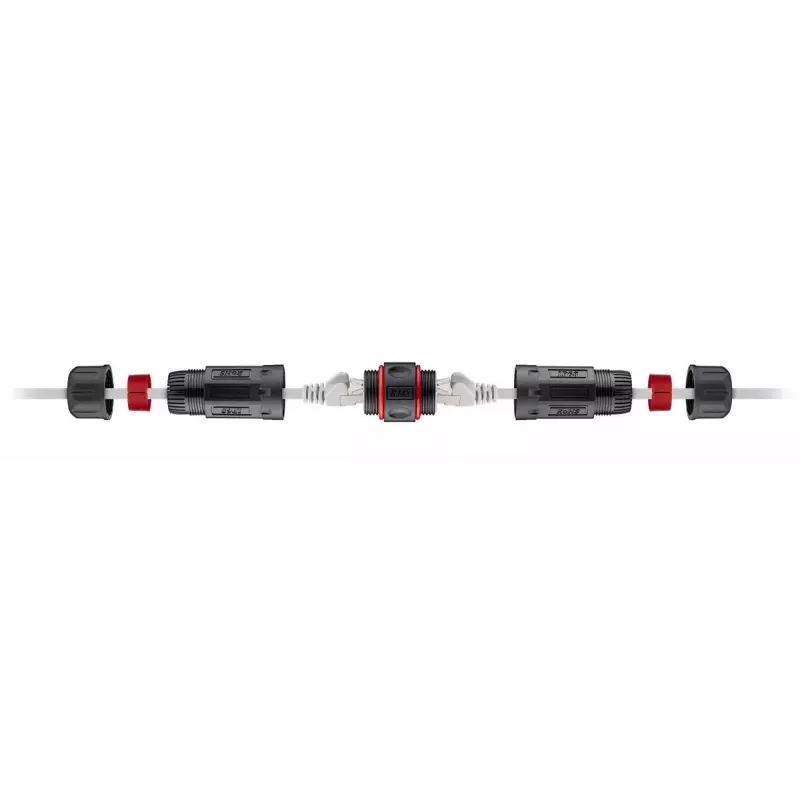 Goobay 79566 RJ45-koppelstuk voor buiten, CAT 6 STP, IP68, 2x RJ45-bus, 12 cm, zwart