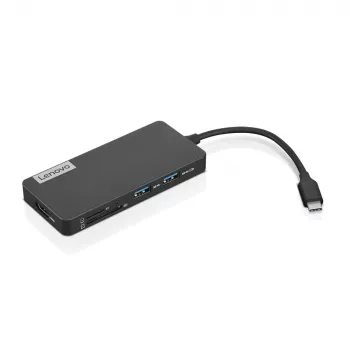 Lenovo GX90T77924 dockingstation — USB-C-hub met HDMI 1.4, 2×USB-A 3.2 Gen1, USB‑2.0, microSD-kaartlezer, grijs