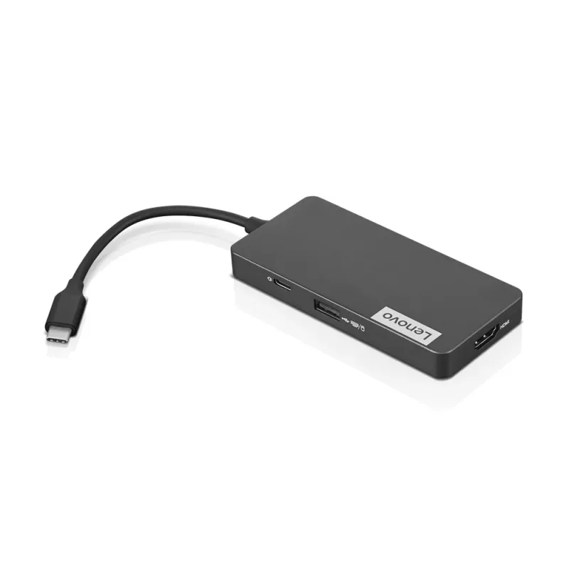 Lenovo GX90T77924 dockingstation — USB-C-hub met HDMI 1.4, 2×USB-A 3.2 Gen1, USB‑2.0, microSD-kaartlezer, grijs