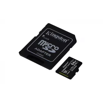 Kingston Technology Canvas Select 64GB microSDXC Plus 100R A1 C10 kaart + ADP