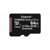 Kingston Technology Canvas Select 64GB microSDXC Plus 100R A1 C10 kaart + ADP