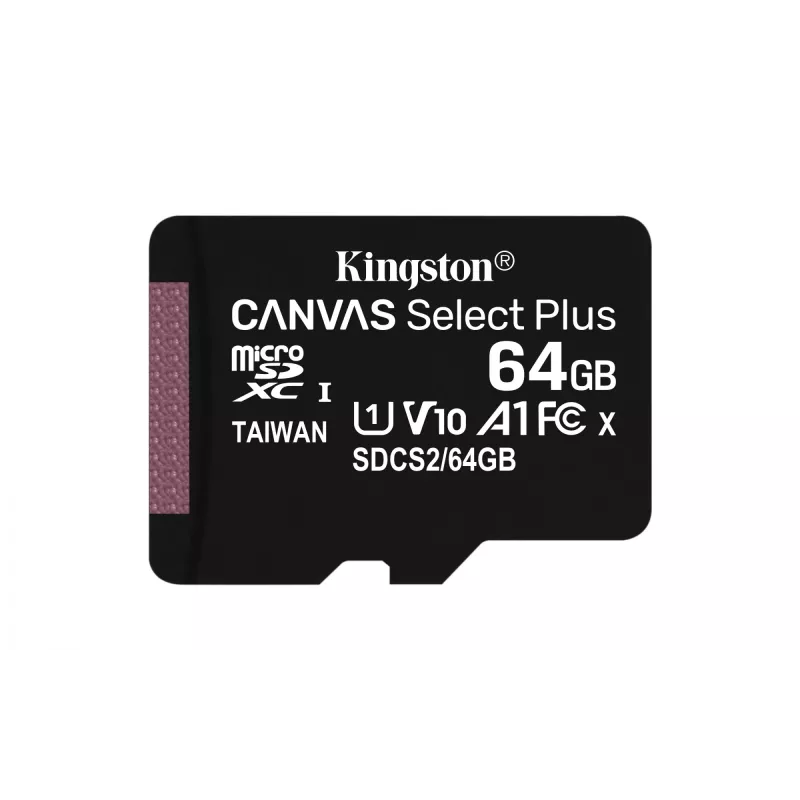 Kingston Technology Canvas Select 64GB microSDXC Plus 100R A1 C10 kaart + ADP