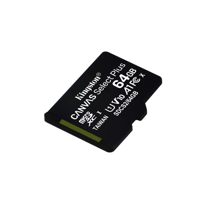 Kingston Technology Canvas Select 64GB microSDXC Plus 100R A1 C10 kaart + ADP