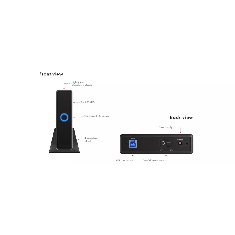 ICY BOX IB-377U3 HDD-behuizing zwart 3,5 inch