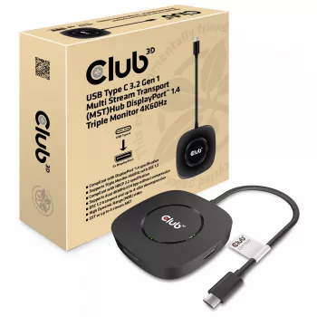 CLUB3D USB Type-C 3.2 Gen 1 Multi Stream Transport (MST) Hub DisplayPort 1.4 Drievoudige monitor