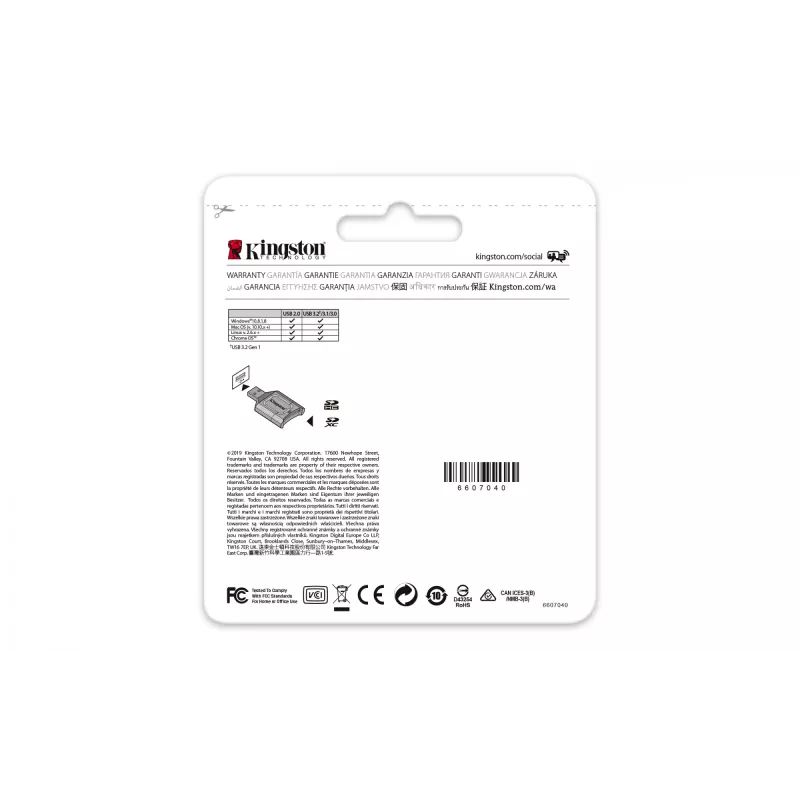 Kingston Technology MobileLite Plus kaartlezer USB 3.2 Gen 1 (3.1 Gen 1) Type-A zwart