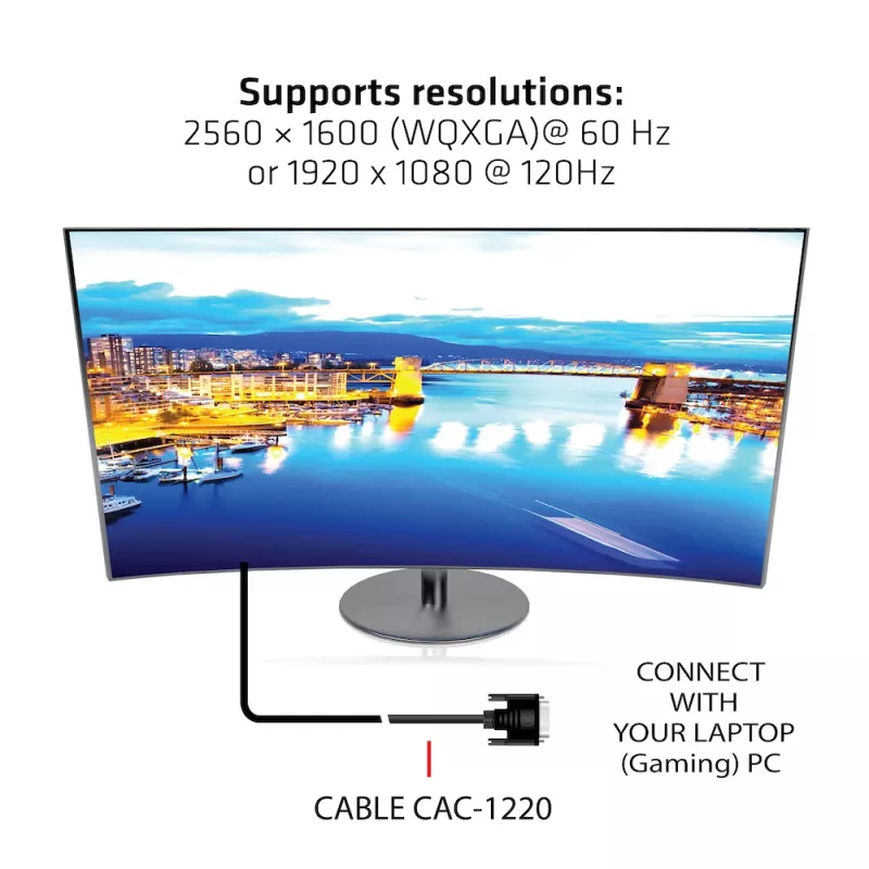 Club 3D CAC-1220 DVI-D Dual Link (24+1) kabel M/M, bidirectioneel, 28AWG, vergulde contacten, 10 m (32,8 ft), zwart