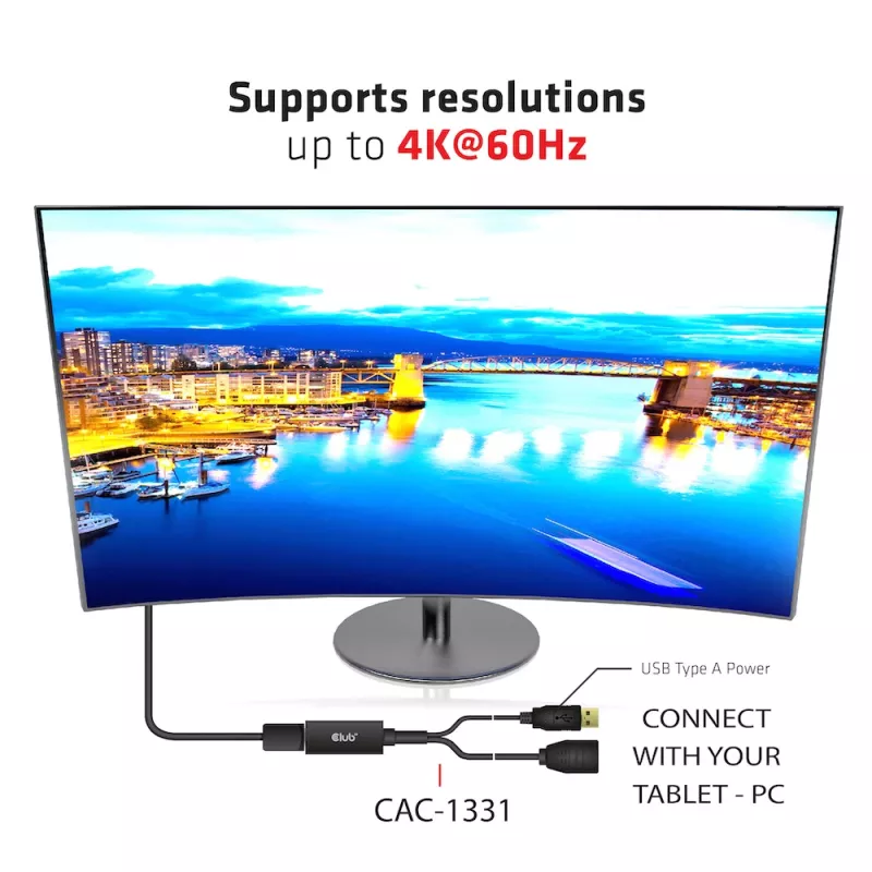 CLUB3D CAC-1331 videokabel-adapter 0,25 m HDMI DisplayPort zwart