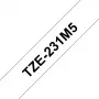 Brother TZE-231M5 labeltape zwart op wit