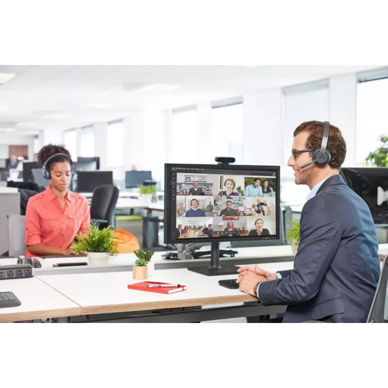 Logitech Zone Wireless MS 981-000854 Bluetooth-headset, on-ear, actieve ruisonderdrukking, draadloos opladen via Qi, Microsoft Teams, grafiet