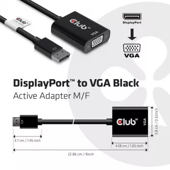 CLUB3D DisplayPort™ naar VGA zwart actieve adapter M/F