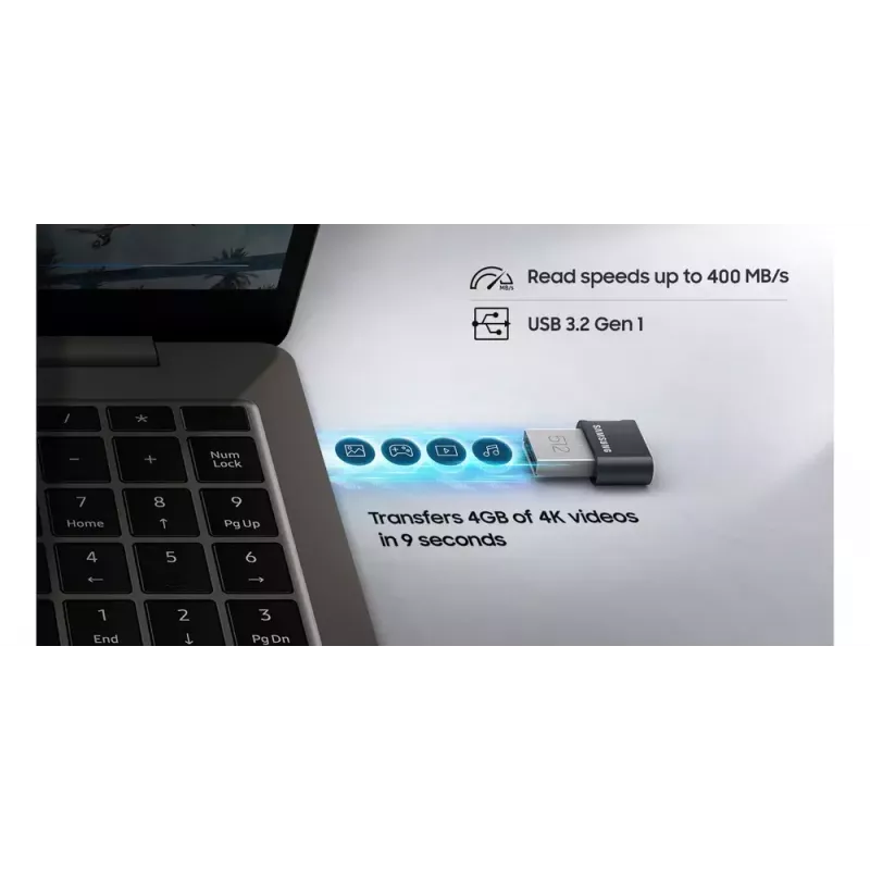 Samsung MUF-256AB USB-stick 256 GB USB Type-A 3.2 Gen 1 (3.1 Gen 1) grijs, zilver