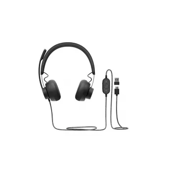 LOGITECH Zone Wired - USB-C / USB-A - headset - UC Zone - zwart