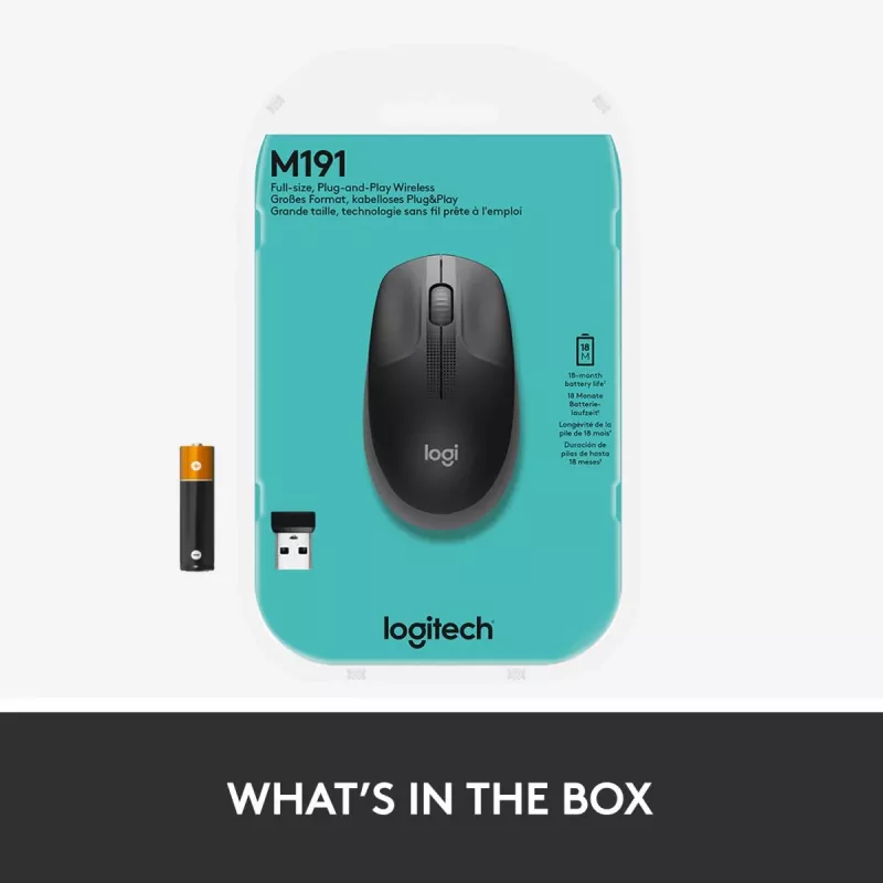LOGITECH M190 full-size draadloze muis charcoal