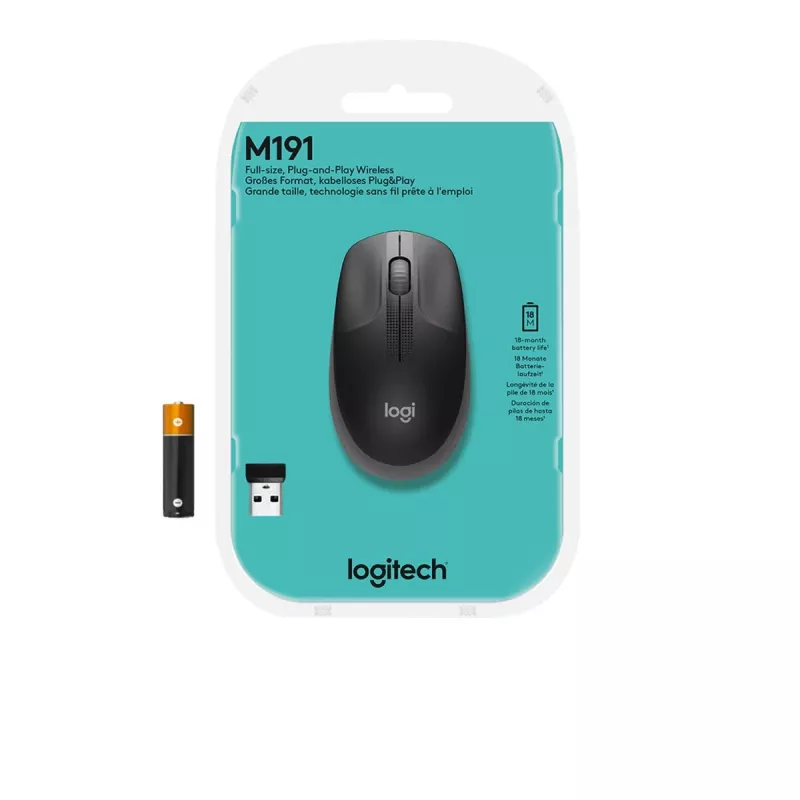LOGITECH M190 full-size draadloze muis charcoal