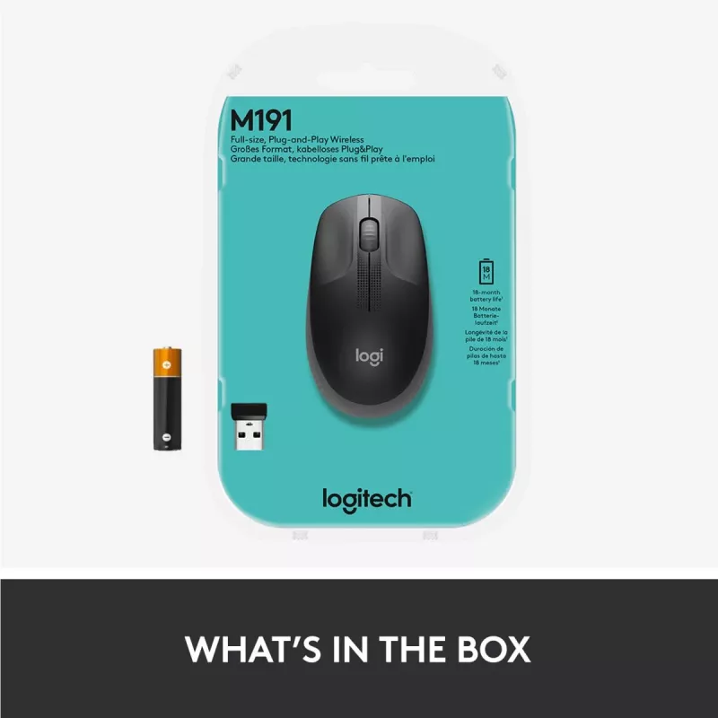 LOGITECH M190 full-size draadloze muis middernachtgrijs
