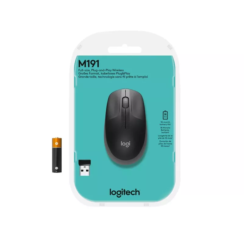 LOGITECH M190 full-size draadloze muis middernachtgrijs