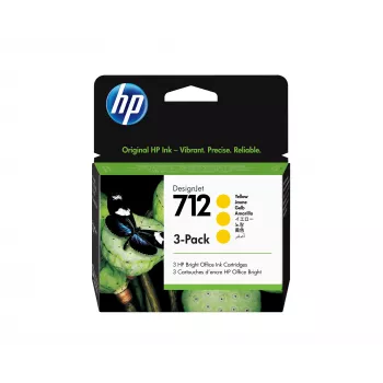 HP 712 3-pack 29 ml geel DesignJet inktpatroon